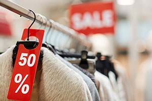 Clothing with red sale tag
