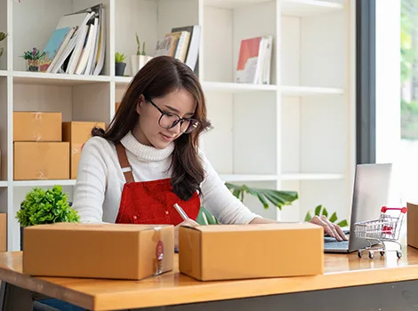 business woman at desk