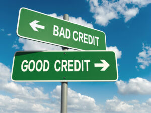 image of street signs for good credit and bad credit